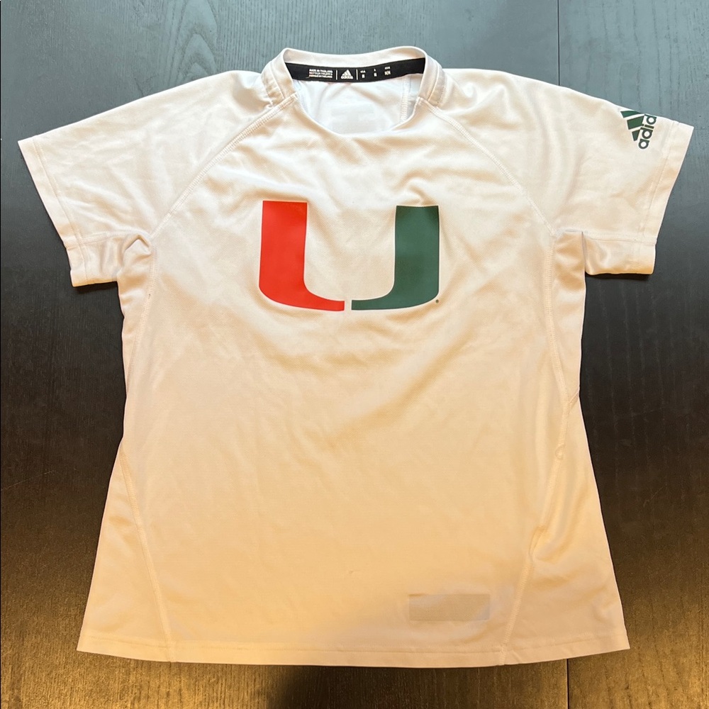 Miami Adidas White Crew Neck Tee